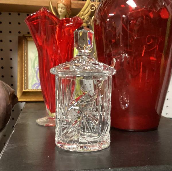 Pinwheel Crystal Jam Jar w/ Lid, Spoon