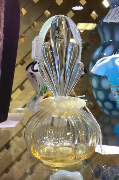 Fenton Yellow Glass Perfume Bottle w/ Stopper
