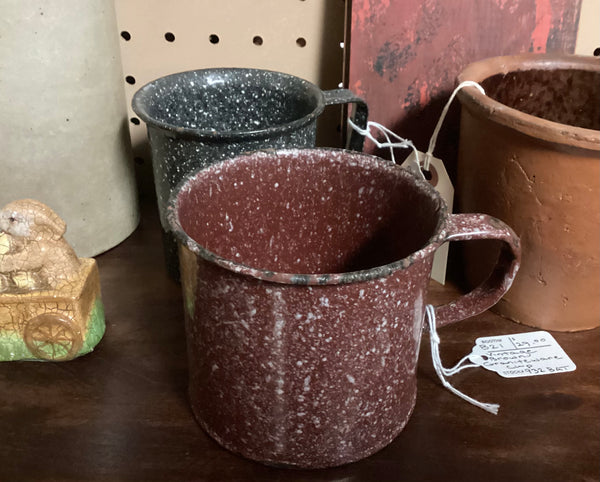 Vintage Brown Graniteware Cup
