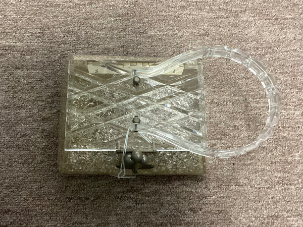 Lucite Purse Silver Confetti