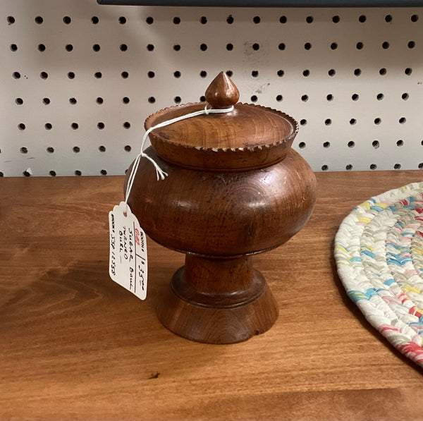Turned Burl Wood Sugar Bowl w/ Lid