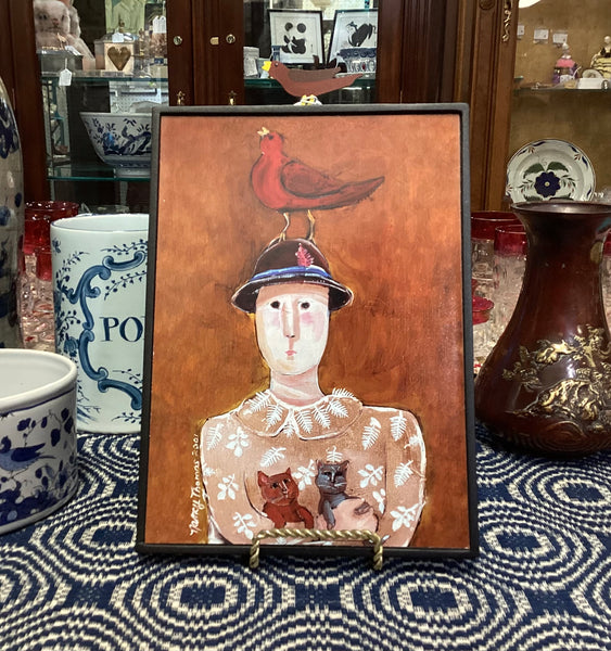 Nancy Thomas 2001 Bird on Hat Framed Print