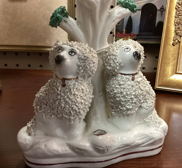 Staffordshire Confetti Poodles Spill Vase w/ Quill Holder