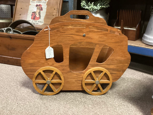 Hand Crafted 1950 Wooden Stage Coach Magazine Rack
