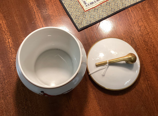 Limoges Covered Tobacco Jar w/ Fox Hunt Scene