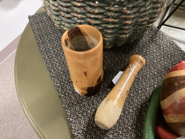 Turned Wood Mortar & Pestle Set