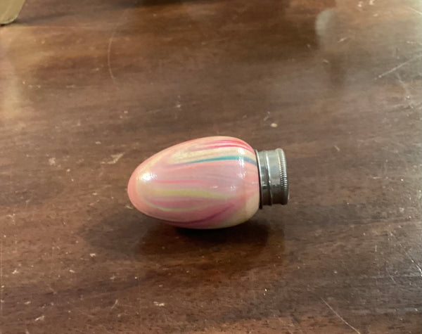 Miniature Wooden Egg Shaped Sewing Kit w/Thimble & Thread