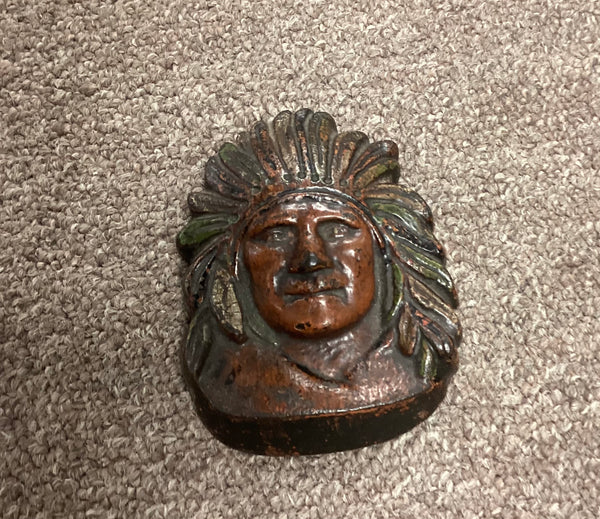 Painted Cast Iron American Indian Paperweight