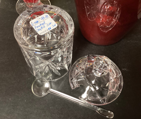 Pinwheel Crystal Jam Jar w/ Lid, Spoon