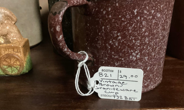 Vintage Brown Graniteware Cup