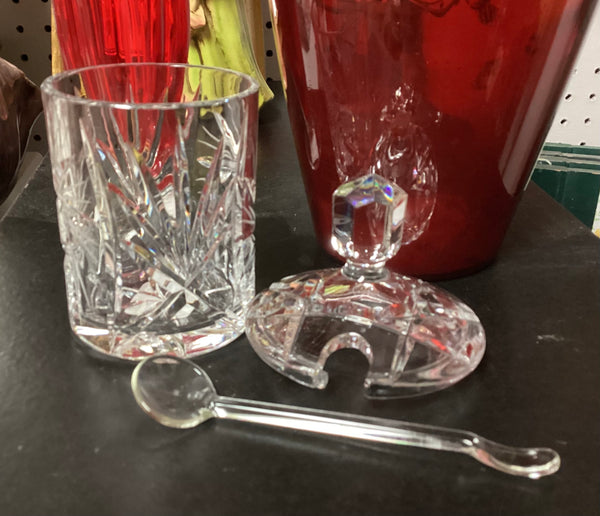 Pinwheel Crystal Jam Jar w/ Lid, Spoon