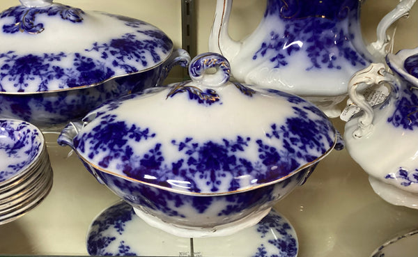 Ridgway Flow Blue Tureen w/ Lid