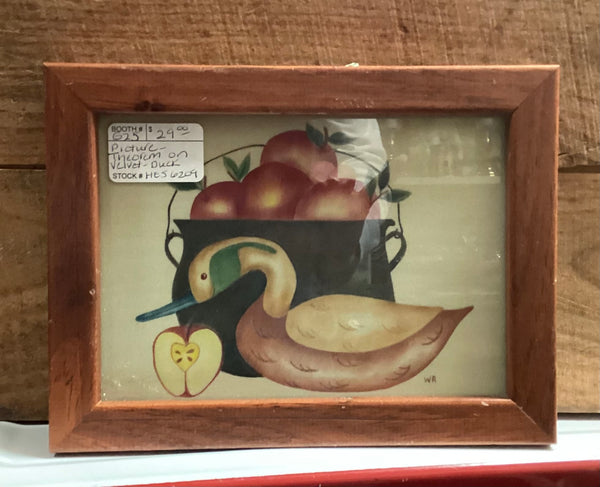 Framed 8" x 6" Theorem Painting Duck with Apples
