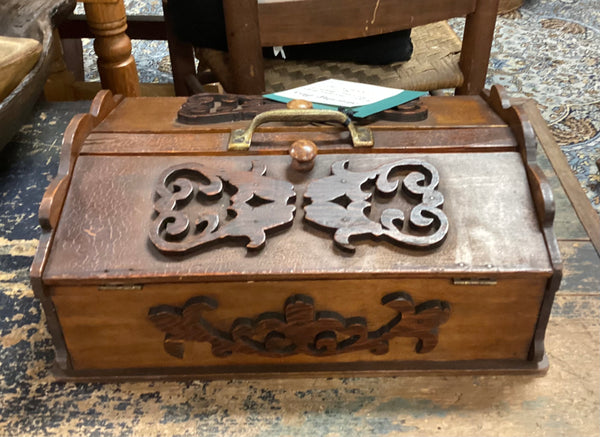 Antique Wooden Sewing Box