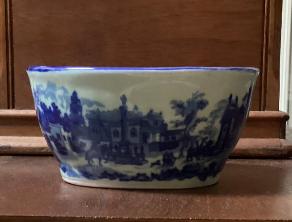 Ironstone Pudding Mold Blue Victorian Scene