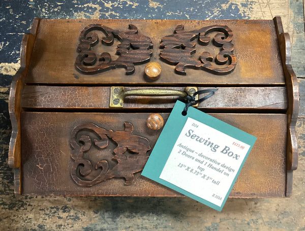 Antique Wooden Sewing Box