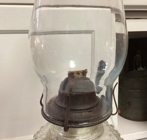 Clear Glass Hobnail Oil Lamp