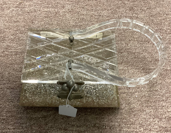 Lucite Purse Silver Confetti