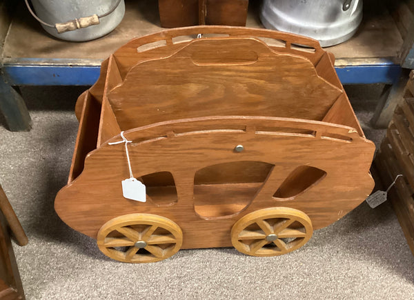 Hand Crafted 1950 Wooden Stage Coach Magazine Rack