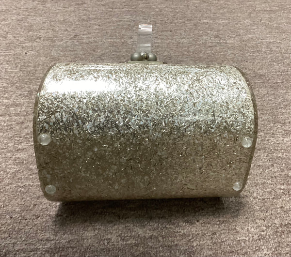 Lucite Purse Silver Confetti
