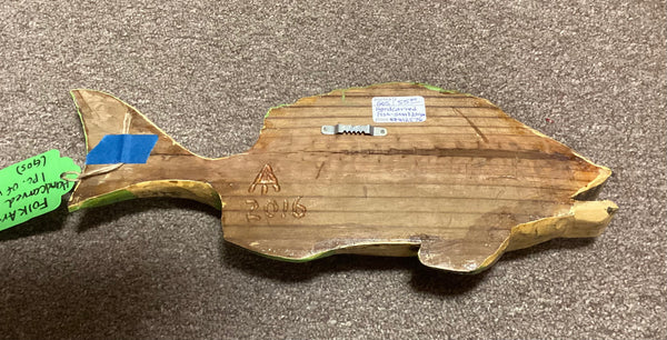 Folk Art Carved & Painted Wood Fish Wall Hanging