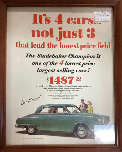 Framed 1950 Studebaker Champion Car Ad