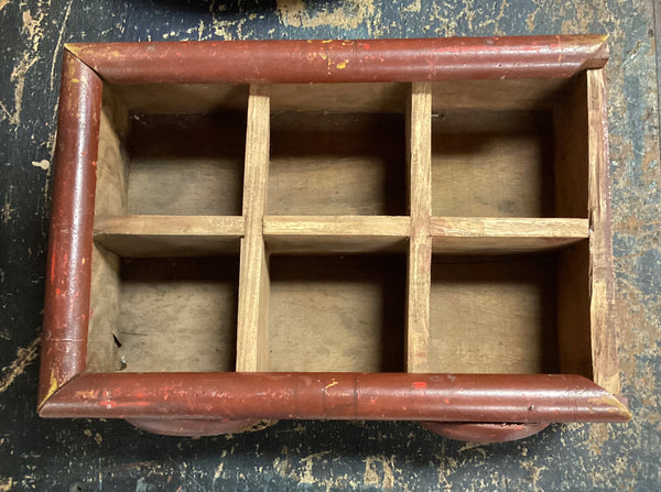 Primitive Painted Wood Slide Top Spice Box
