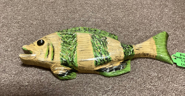 Folk Art Carved & Painted Wood Fish Wall Hanging