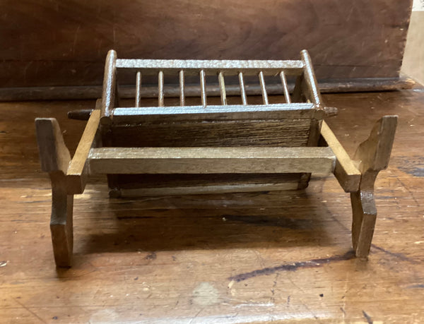 Wooden Dollhouse Miniature Swinging Cradle