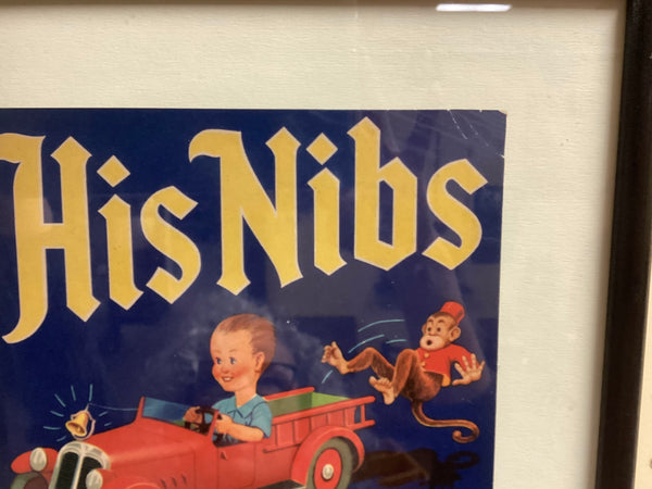 Framed Produce Crate Advertising Label “His Nibs Selected Vegetables”