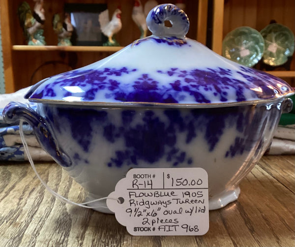 Ridgway Flow Blue Tureen w/ Lid