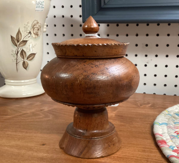 Turned Burl Wood Sugar Bowl w/ Lid
