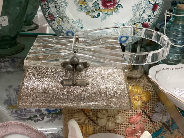 Lucite Purse Silver Confetti