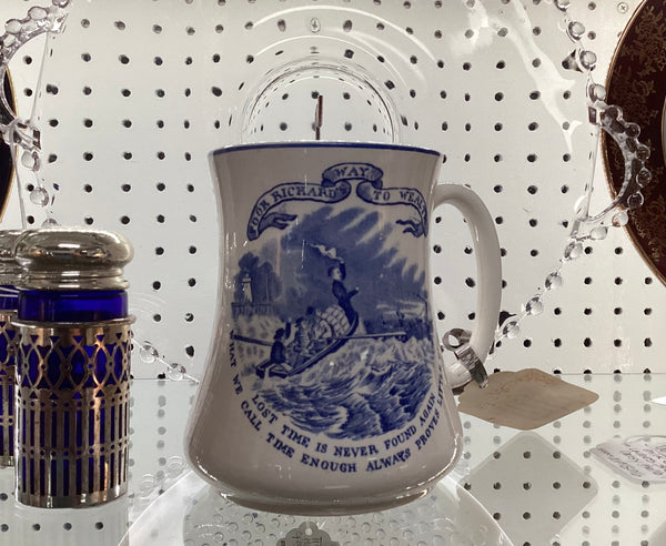 Poor Richard’s Way to Wealth Blue & White Transferware Mug
