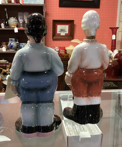 Pair Figural Dueling Decanters Made in Japan #5021