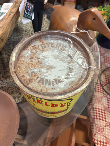 Woodfield's Fresh Oysters Advertising Tin