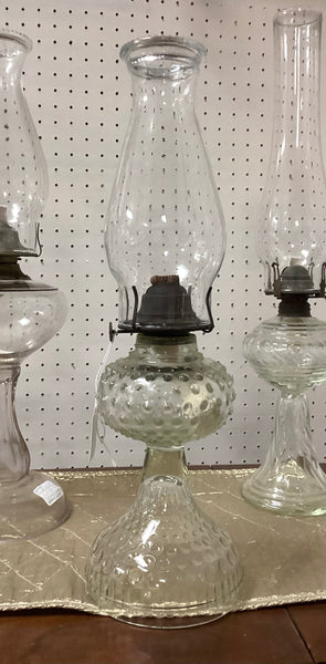 Clear Glass Hobnail Oil Lamp