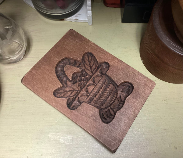 Wooden Dutch Floral Basket Cookie Mold