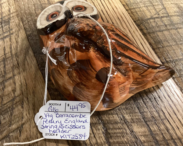 Babbacombe Pottery Philip Laureston Owl String/Scissors Holder England