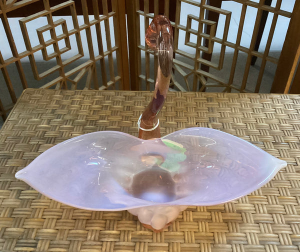 Duncan & Miller Pink Opalescent Glass Swan Console Bowl