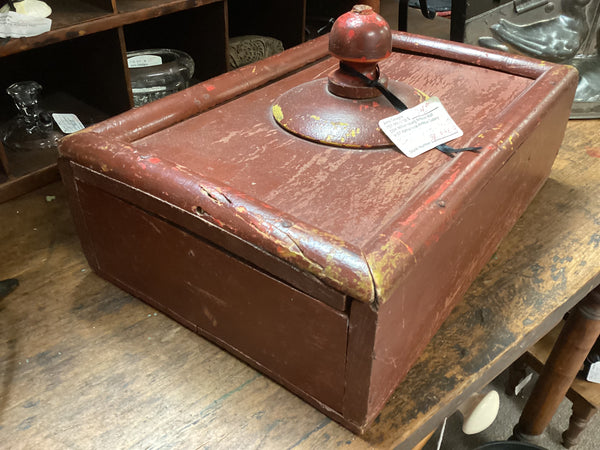 Primitive Painted Wood Slide Top Spice Box