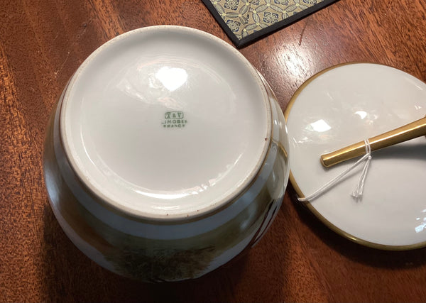 Limoges Covered Tobacco Jar w/ Fox Hunt Scene