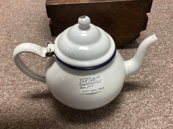 White Enamelware Teapot