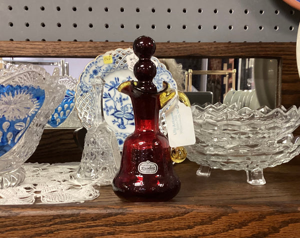 Rainbow Art Glass Co. Amberina Crackle Glass Cruet w/ Stopper