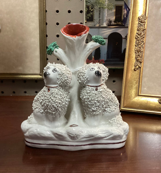 Staffordshire Confetti Poodles Spill Vase w/ Quill Holder