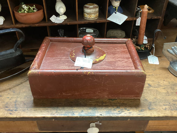 Primitive Painted Wood Slide Top Spice Box