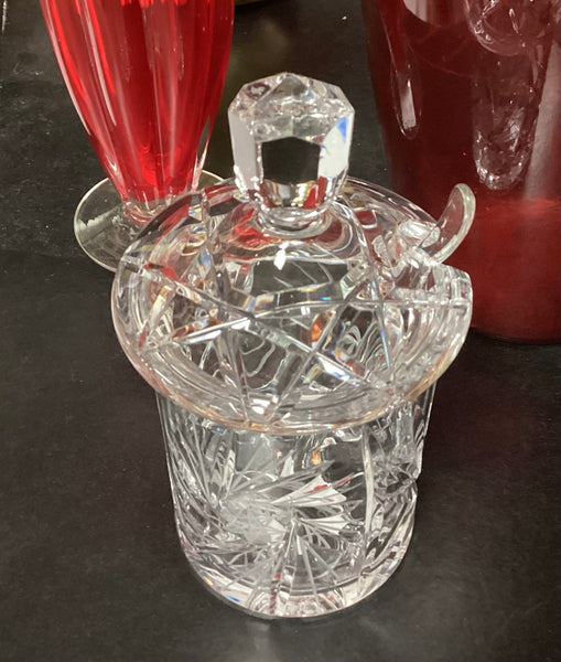 Pinwheel Crystal Jam Jar w/ Lid, Spoon