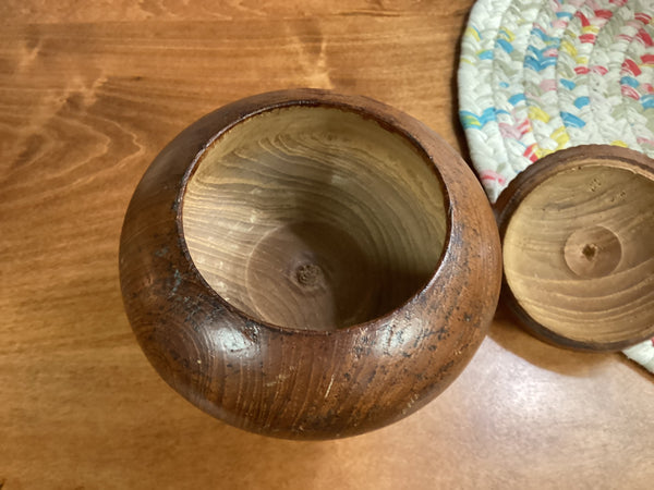 Turned Burl Wood Sugar Bowl w/ Lid