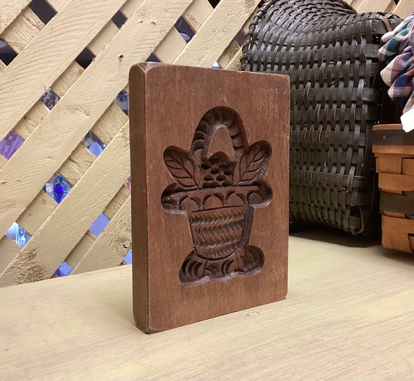 Wooden Dutch Floral Basket Cookie Mold