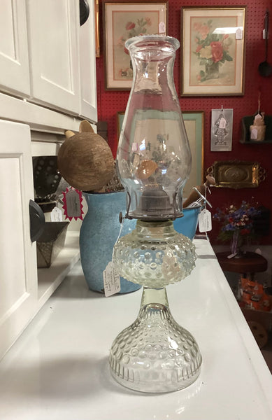 Clear Glass Hobnail Oil Lamp
